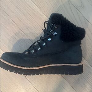 Cole Haan Black Winter & Rain Boots with Fur Lining and Rugged Sole